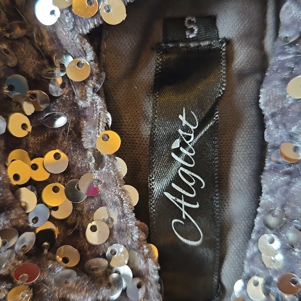 NWT, Alglist, Sequin, Cut-Out, Halter, Mini Dress, Silver, Women's S - Picture 9 of 16
